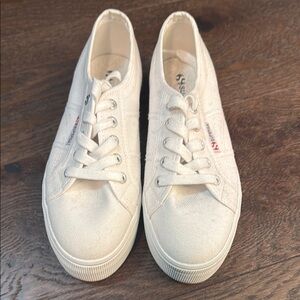 Brand New!! Superga Women's white Canvas Sneakers, size 37 1/2
